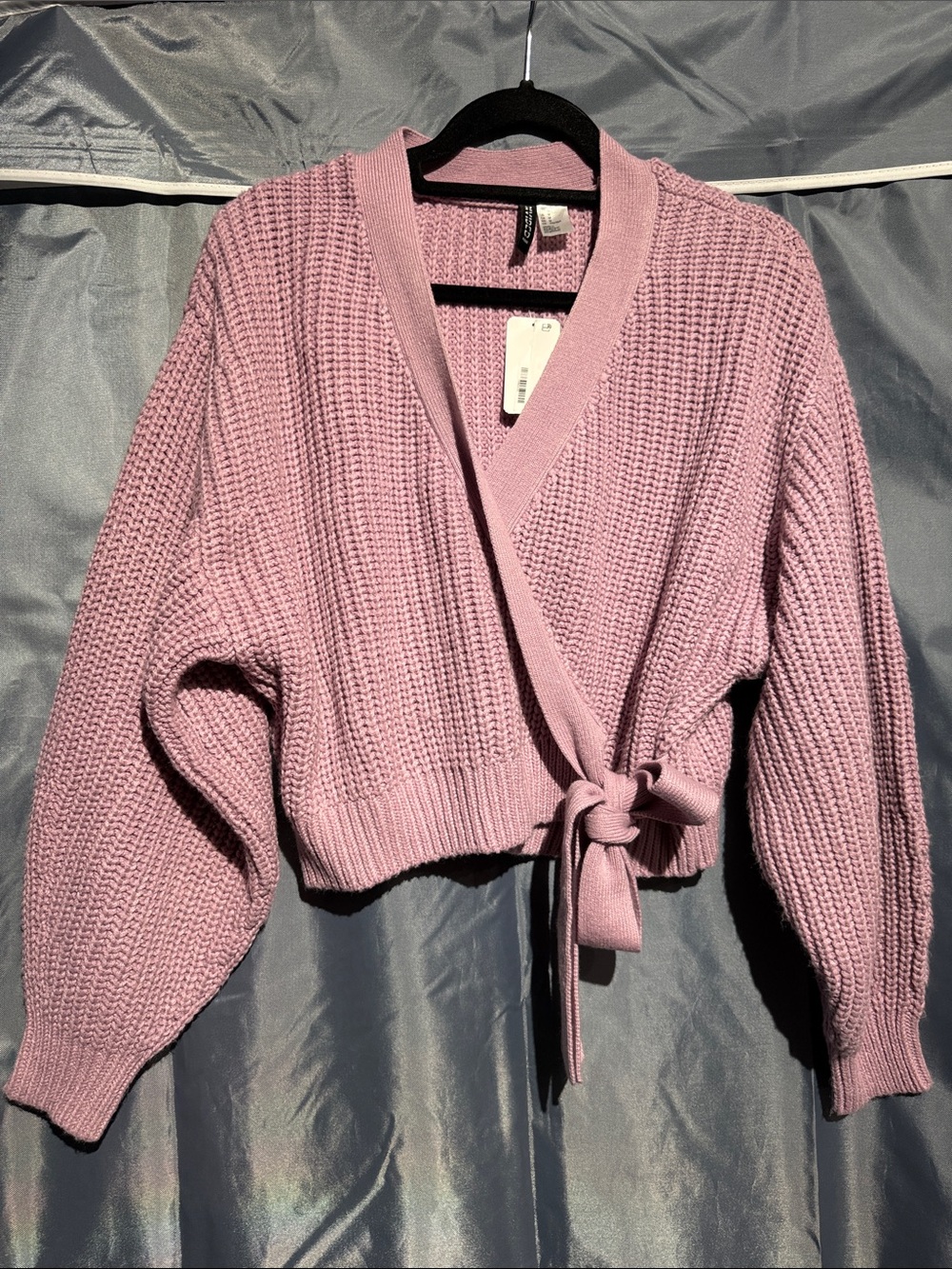 H&M Dusty Pink Knit Wrap Cardigan with Tie